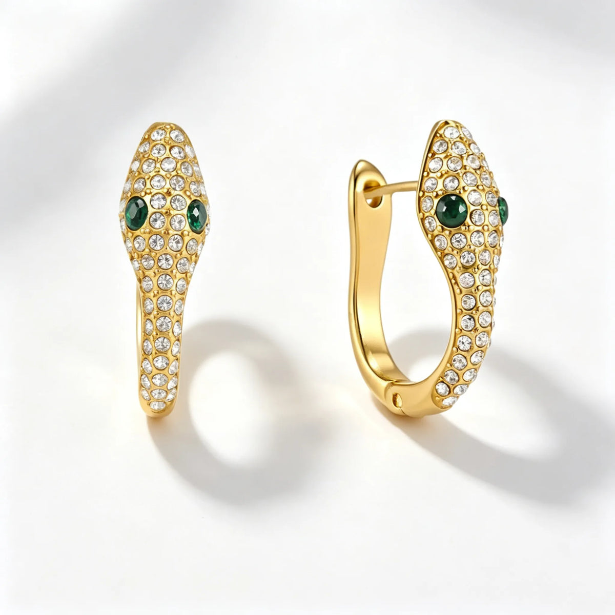 Snake Head Huggie & Ear Cuff Set | Waterproof 18K Gold