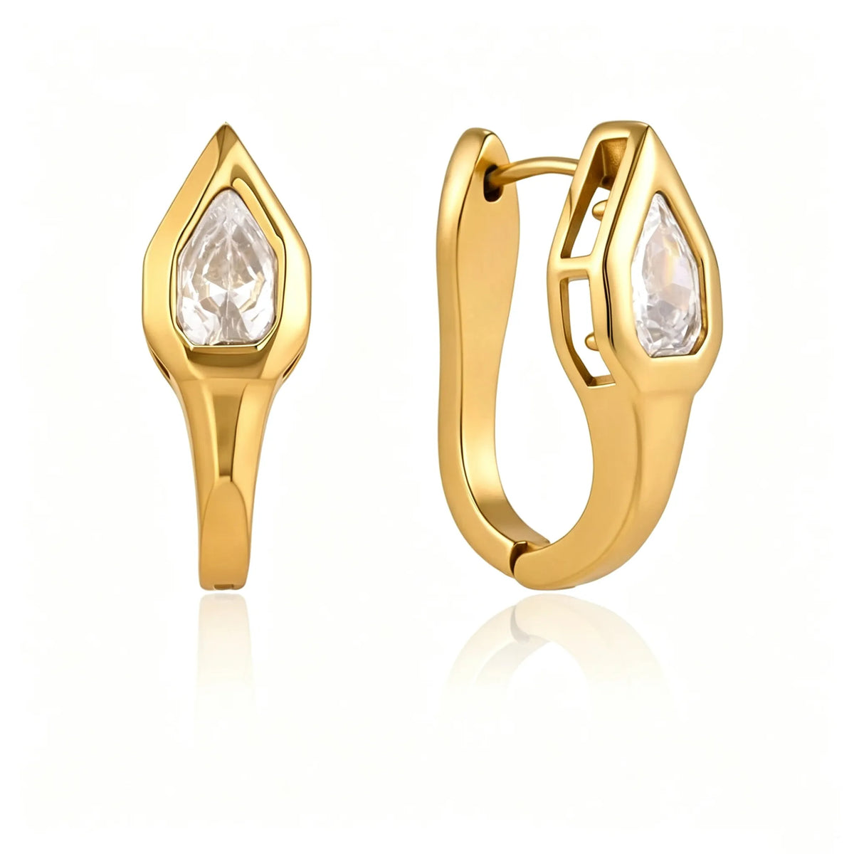 Snake Head Huggie & Ear Cuff Set | Waterproof 18K Gold