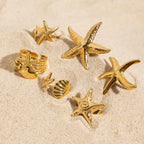 Starfish Gold Open Ring– Waterproof Stainless Steel