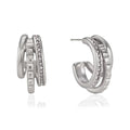 Textured Triple Band J-Hoop Earrings – Waterproof Steel