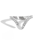 Crystal Wishbone V-Shape Open Ring | Waterproof 18K Gold