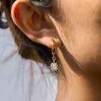 Opal Starburst Drop Huggie Earrings | Waterproof 18K Gold
