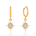 Opal Starburst Drop Huggie Earrings | Waterproof 18K Gold