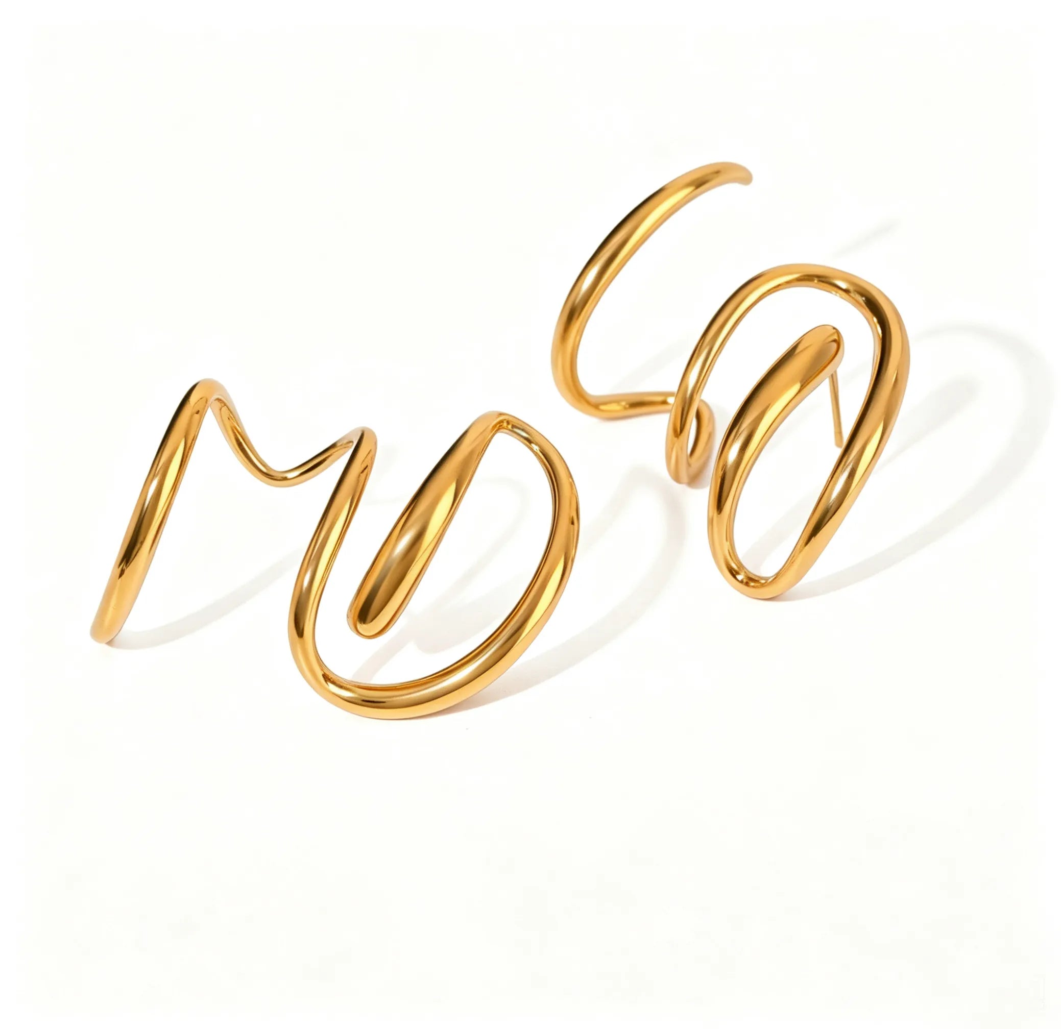 Gold Spiral Claw Drop Earrings – Waterproof Pear Zirconia