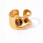 Waterproof Gold Tiger's Eye Open Ring