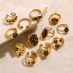 Waterproof Gold Tiger's Eye Open Ring