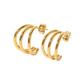 Triple Band Hoop Earrings – Waterproof 18K Gold