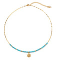 Turquoise Bead Pendant Necklace | Waterproof 18K Gold
