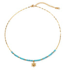 Turquoise Bead Pendant Necklace | Waterproof 18K Gold