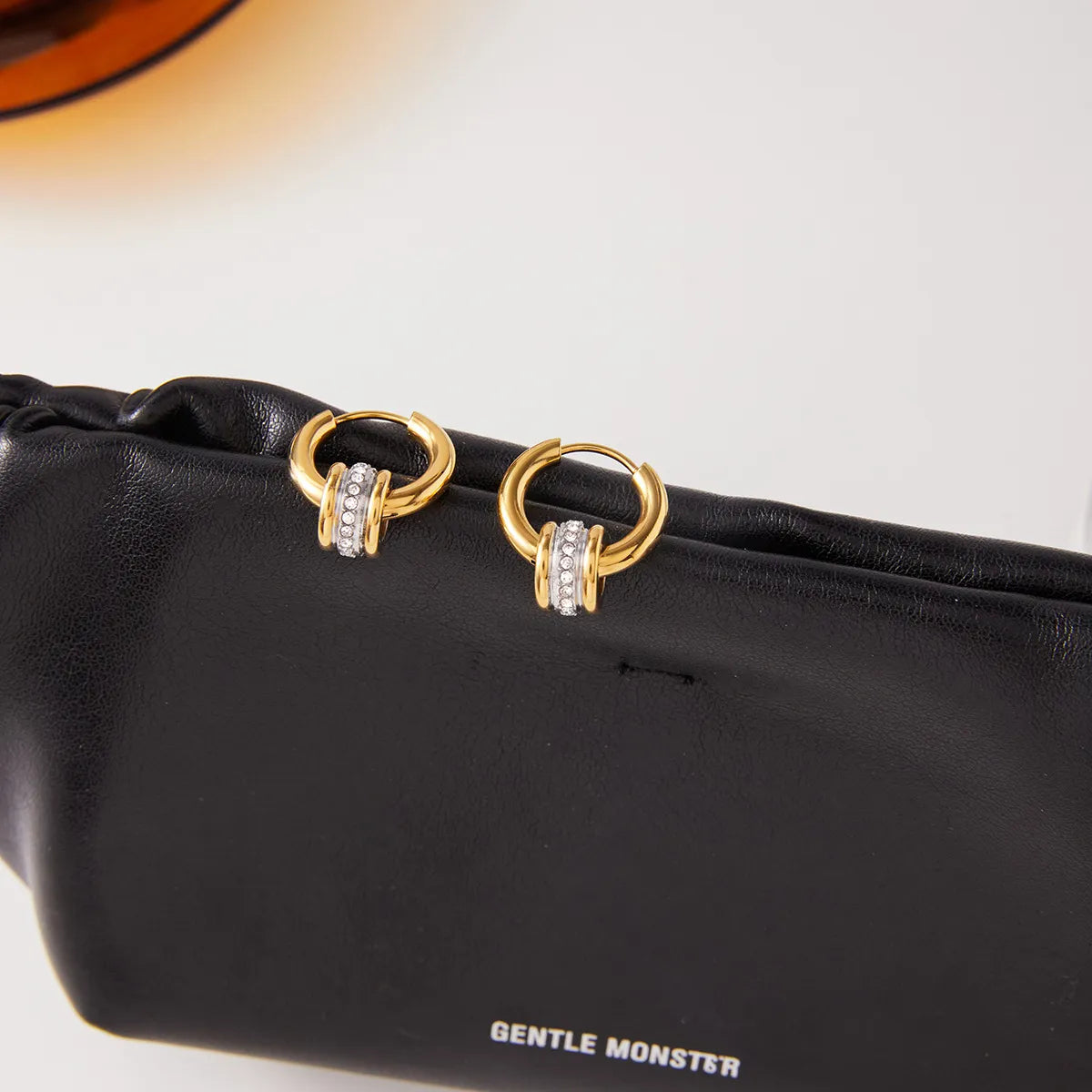 Waterproof Gold Interlocking Hoop Huggies
