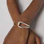 Two-Tone Interlocking Cuff Bracelet – Waterproof Gold & Silver