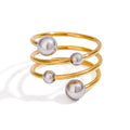 Two-Tone Spiral Ball Open Ring – Waterproof 18K Gold