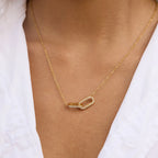 Waterproof Vintage Double Ring Pendant Necklace