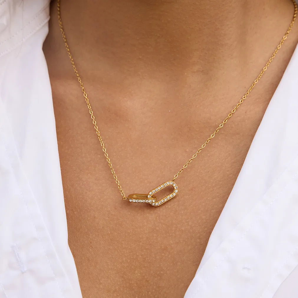 Waterproof Vintage Double Ring Pendant Necklace