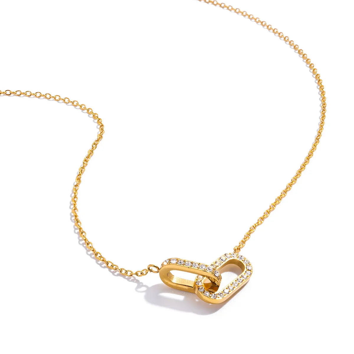 Waterproof Vintage Double Ring Pendant Necklace