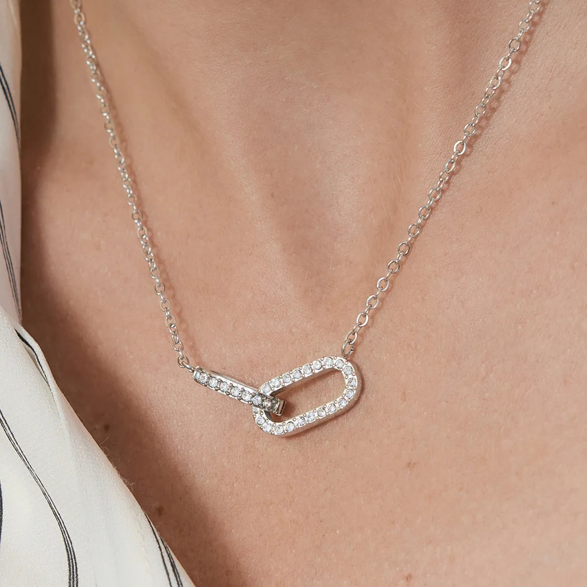 Waterproof Vintage Double Ring Pendant Necklace