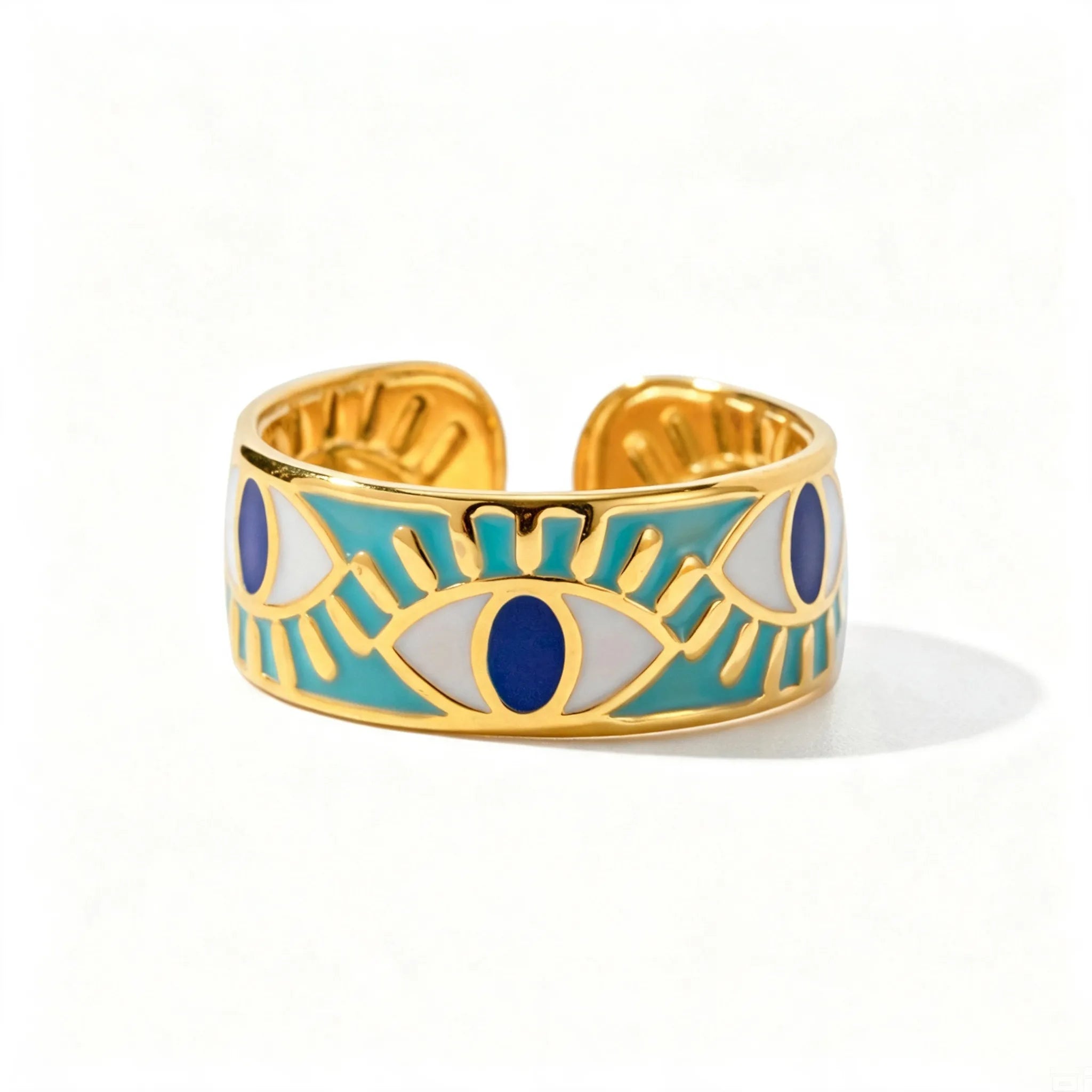 Lapis Lazuli Evil Eye Statement Ring – Waterproof 18K Gold