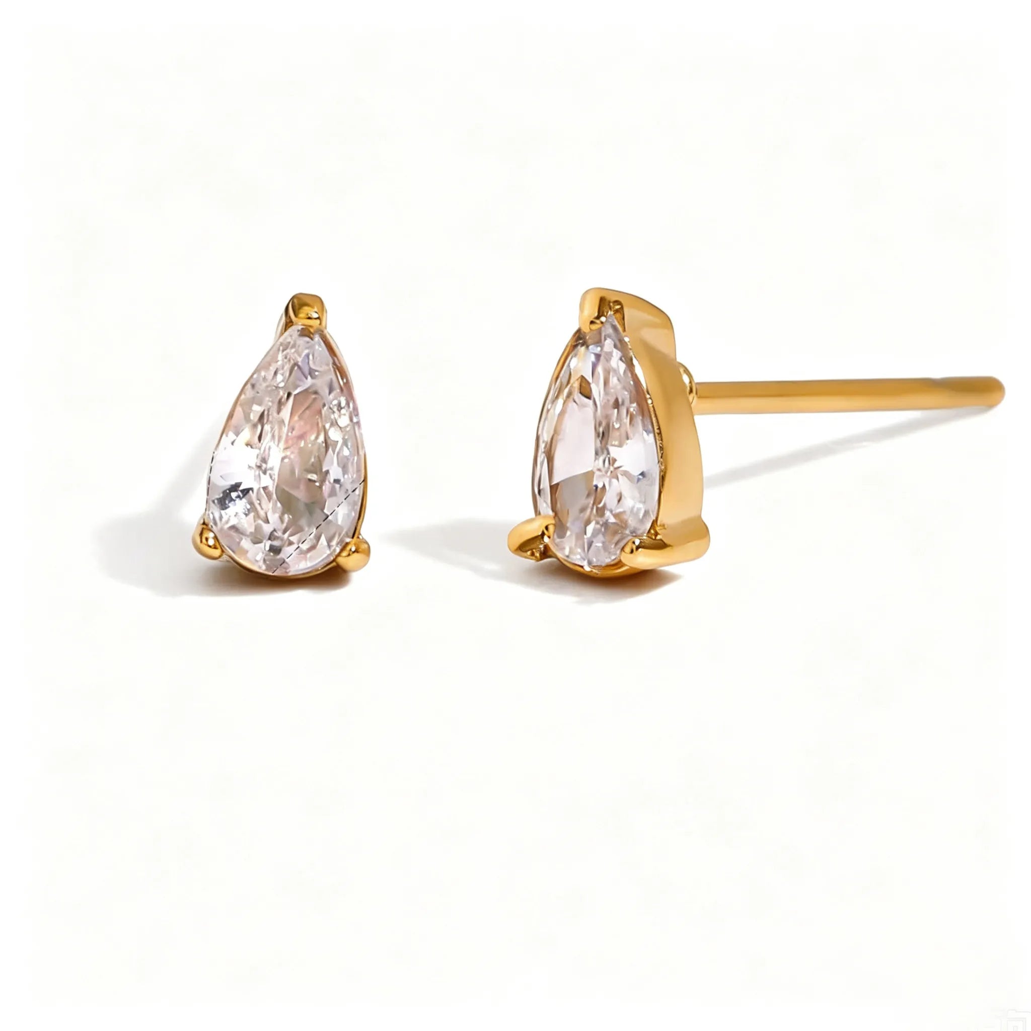 Gold Spiral Claw Drop Earrings – Waterproof Pear Zirconia