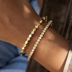 Zirconia Wave & Heart Hinged Bangle – Waterproof 18K Gold