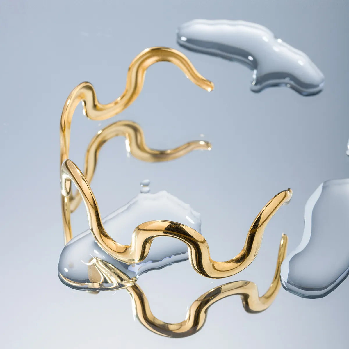 Waterproof Wavy Cuff Open Bangle Bracelet