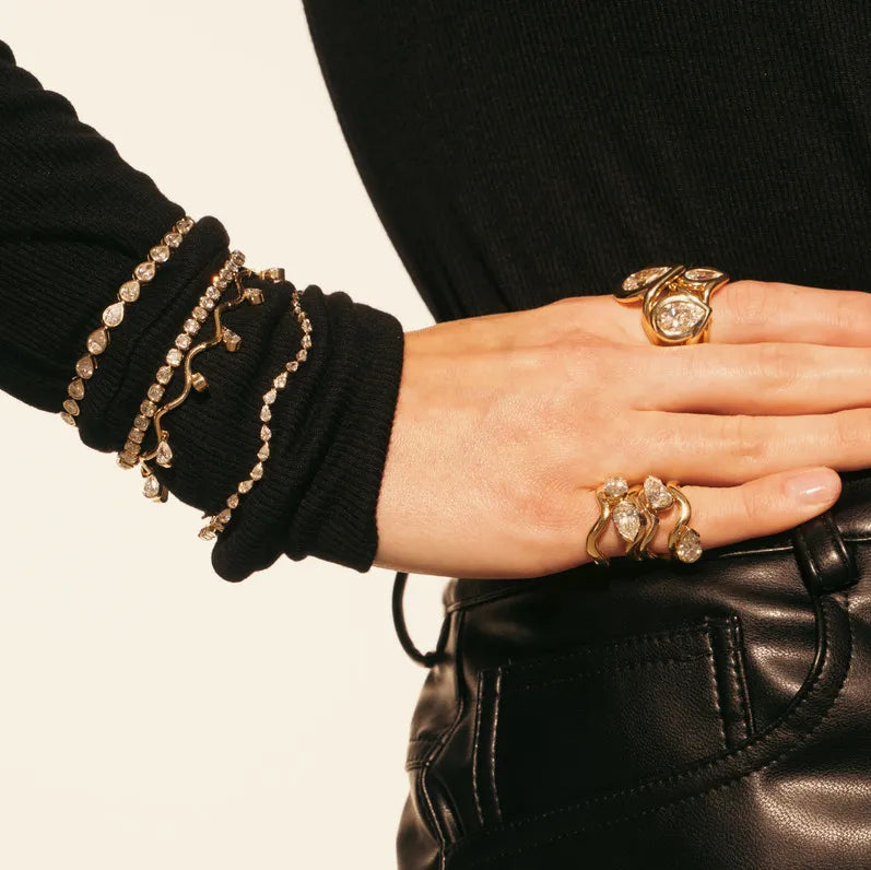 Waterproof  Wave Cuff CZ Bangle