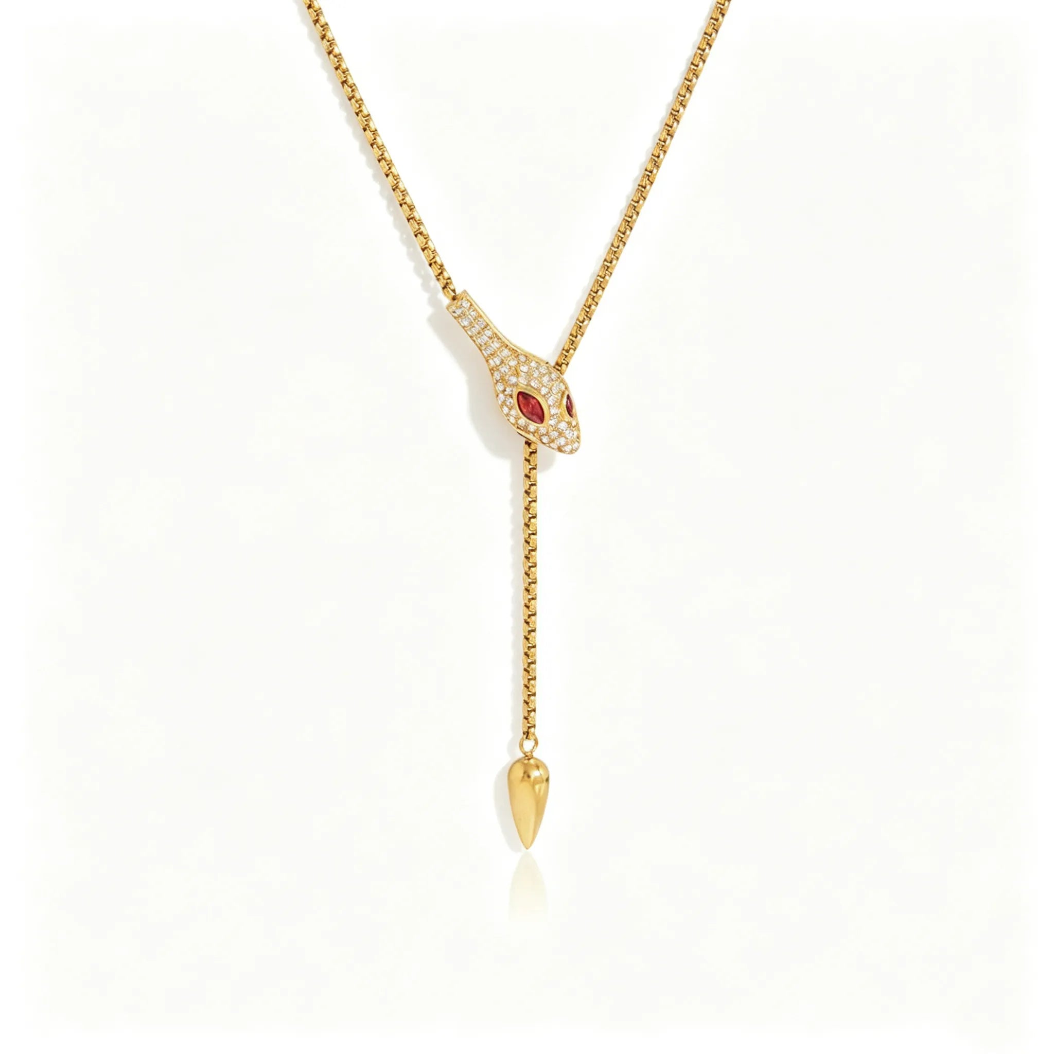Snake Lariat Y-Necklace – Waterproof 18K Gold